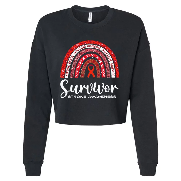 Stroke Awareness Survivor Rainbow Brave Wear Red In May Cropped Pullover Crew