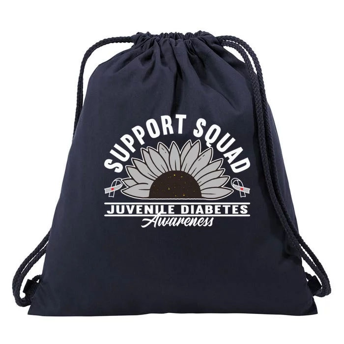 Support Awareness Squad I Juvenile T1D Type 1 Diabetes Drawstring Bag