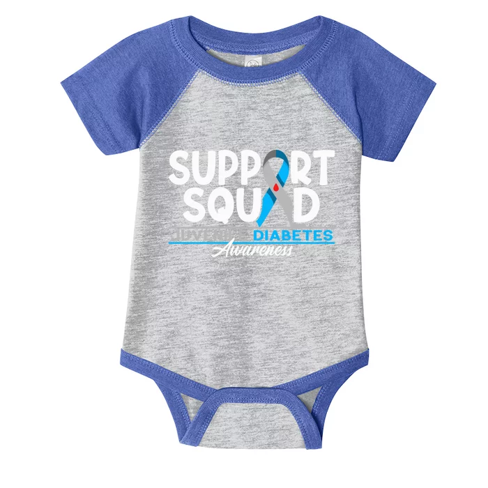 Support Awareness Squad I Juvenile T1D Type 1 Diabetes Infant Baby Jersey Bodysuit