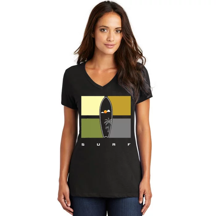 Surfing Apparel Surfer Surf Women's V-Neck T-Shirt