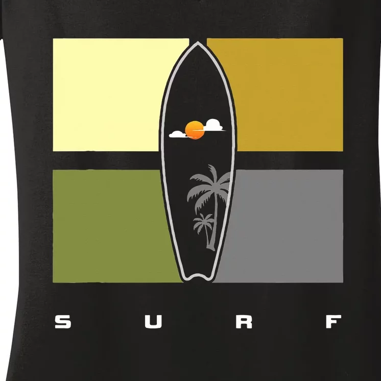 Surfing Apparel Surfer Surf Women's V-Neck T-Shirt