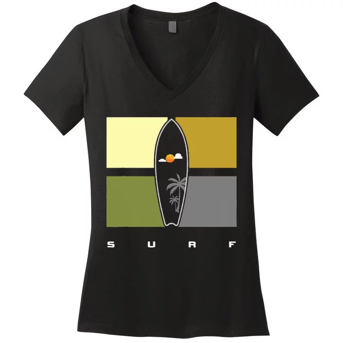 Surfing Apparel Surfer Surf Women's V-Neck T-Shirt