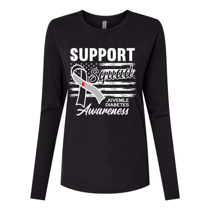 Support Awareness Squad I Juvenile T1D Type 1 Diabetes Womens Cotton Relaxed Long Sleeve T-Shirt