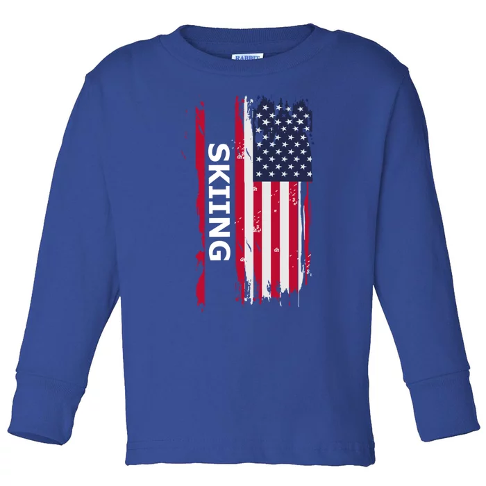 Skiing And Skiers Usa Gift Toddler Long Sleeve Shirt