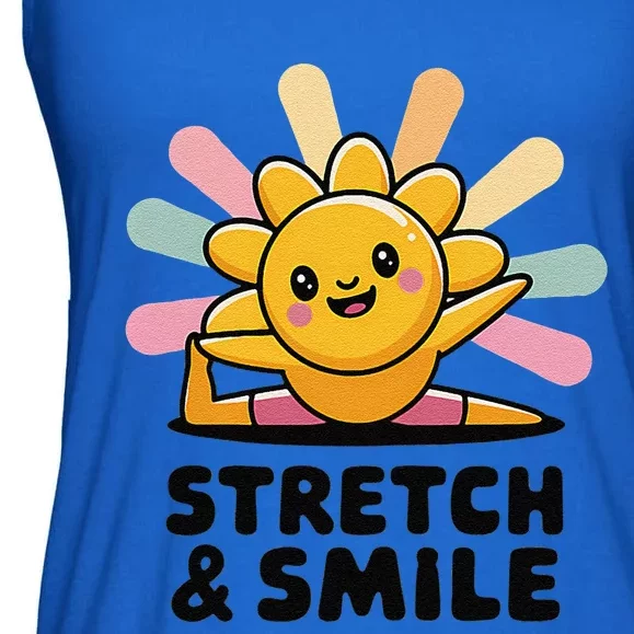 Stretch And Smile Kawaii Sun Yoga Ladies Essential Flowy Tank