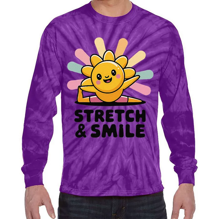 Stretch And Smile Kawaii Sun Yoga Tie-Dye Long Sleeve Shirt