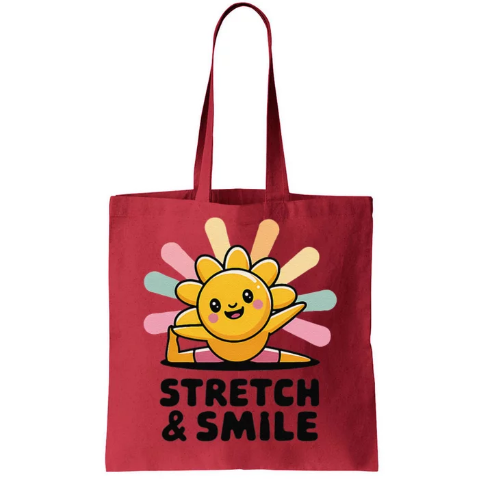 Stretch And Smile Kawaii Sun Yoga Tote Bag