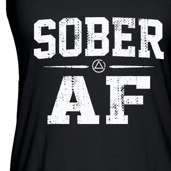 Sober AF Sobriety AA Alcoholics Anonymous Recovery Addiction Ladies Essential Flowy Tank