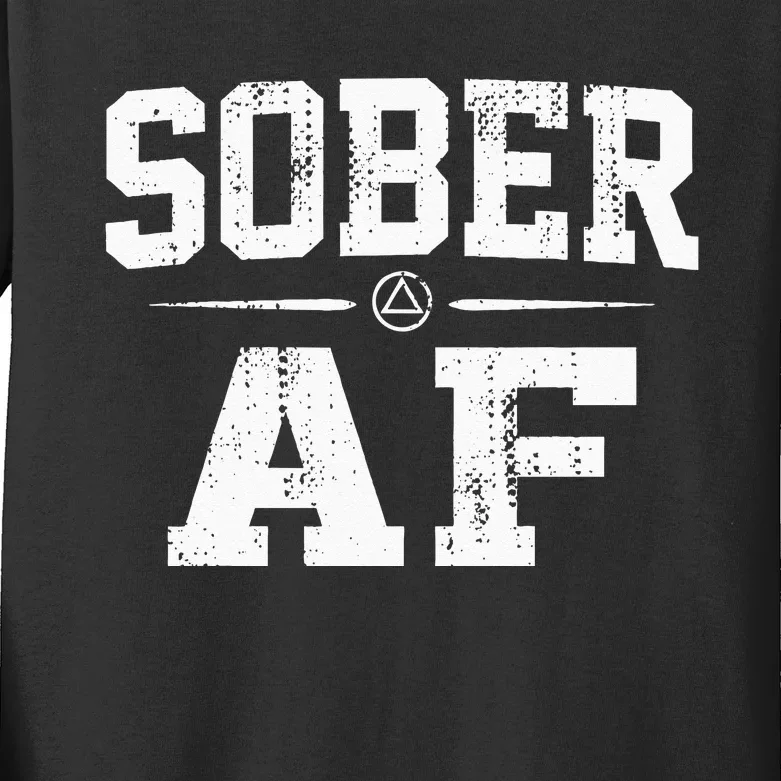 Sober AF Sobriety AA Alcoholics Anonymous Recovery Addiction Kids Long Sleeve Shirt