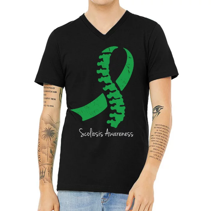 Scoliosis Awareness V-Neck T-Shirt