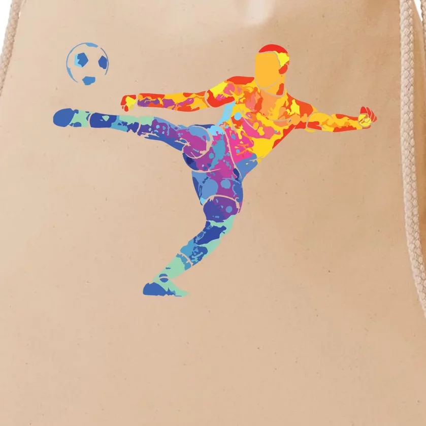 Soccer Athlete Sports Drawing Drawstring Bag