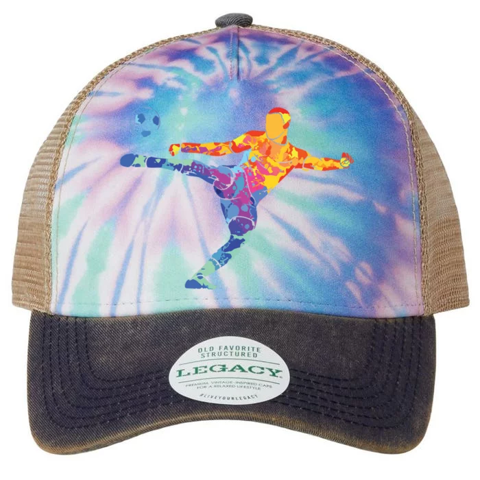 Soccer Athlete Sports Drawing Legacy Tie Dye Trucker Hat