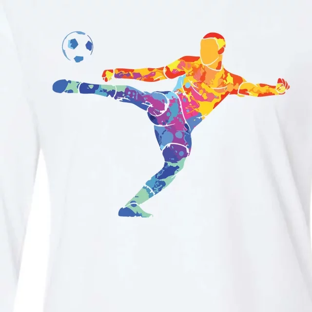 Soccer Athlete Sports Drawing Womens Cotton Relaxed Long Sleeve T-Shirt