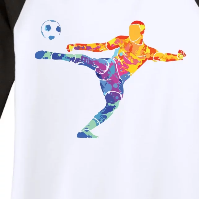 Soccer Athlete Sports Drawing Women's Tri-Blend 3/4-Sleeve Raglan Shirt