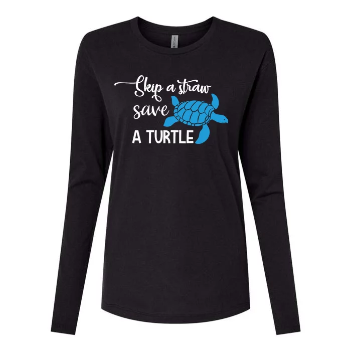 Skip A Straw Save A Turtle Womens Cotton Relaxed Long Sleeve T-Shirt