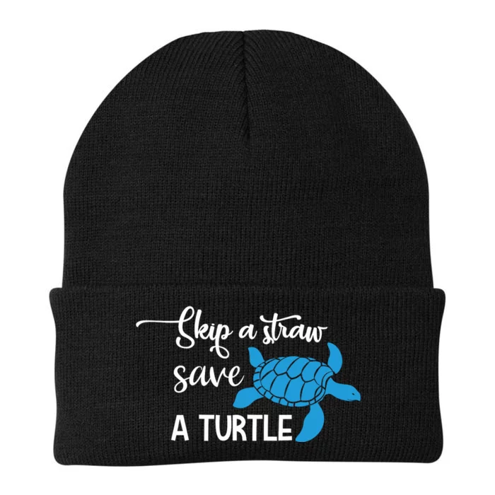 Skip A Straw Save A Turtle Knit Cap Winter Beanie