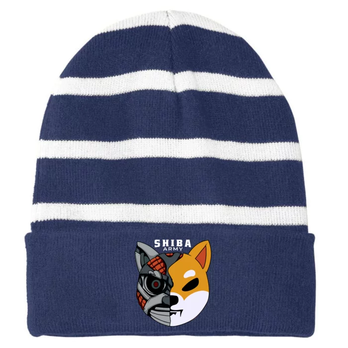 Shiba Army Striped Beanie with Solid Band