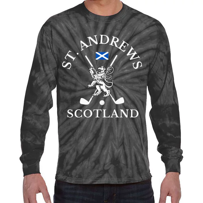 St Andrews Scotland Golf Fan Tie-Dye Long Sleeve Shirt