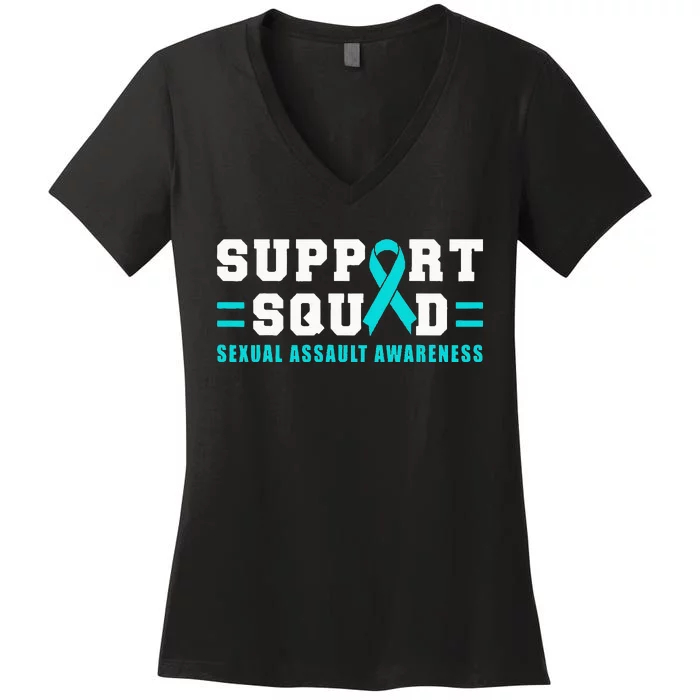 Sexual Assault Support Squad Ribbon Women's V-Neck T-Shirt