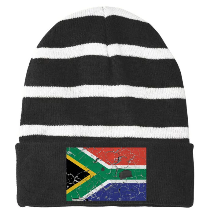 South Africa Stone Flag Striped Beanie with Solid Band