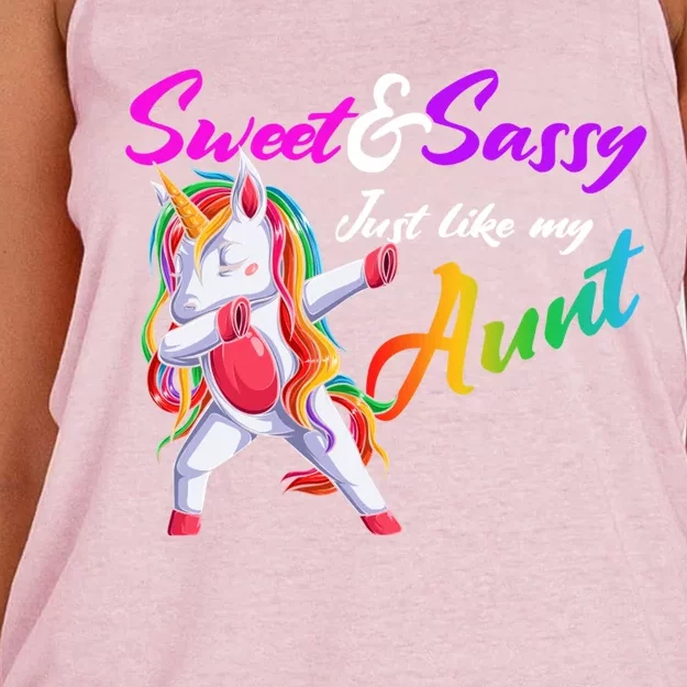 Sweet And Sassy Just Like My Aunt Matching Aunt And Niece Gift Women's Knotted Racerback Tank