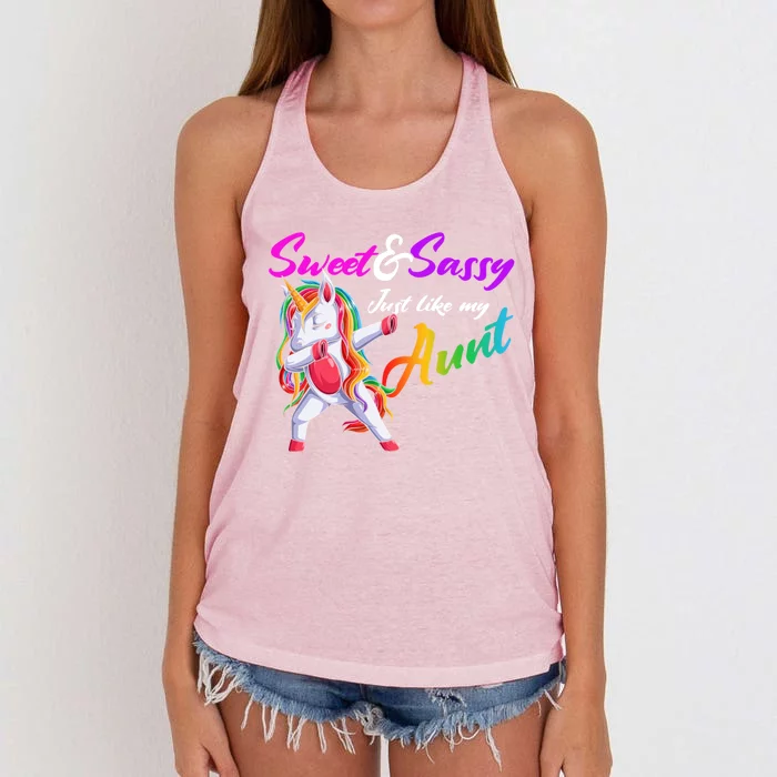 Sweet And Sassy Just Like My Aunt Matching Aunt And Niece Gift Women's Knotted Racerback Tank