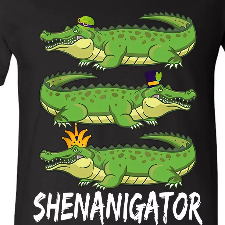 Shenanigator Alligator St Patrick's Day Beer Drinking Party Crocodile V-Neck T-Shirt