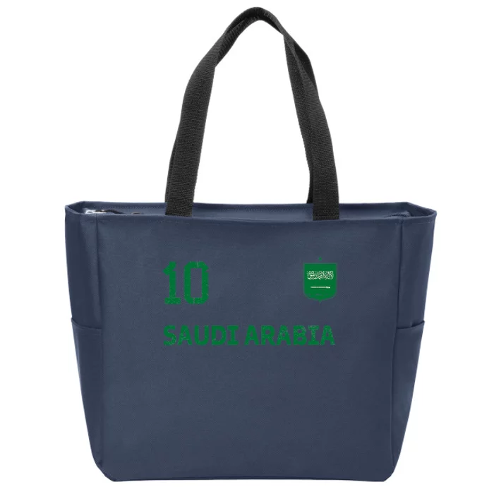 Saudi Arabia Soccer Fans Jersey KSA Flag Football Lovers Zip Tote Bag