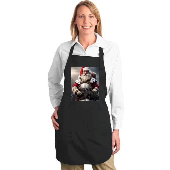 Second Amendment Santa Funny Christmas Full-Length Apron With Pocket