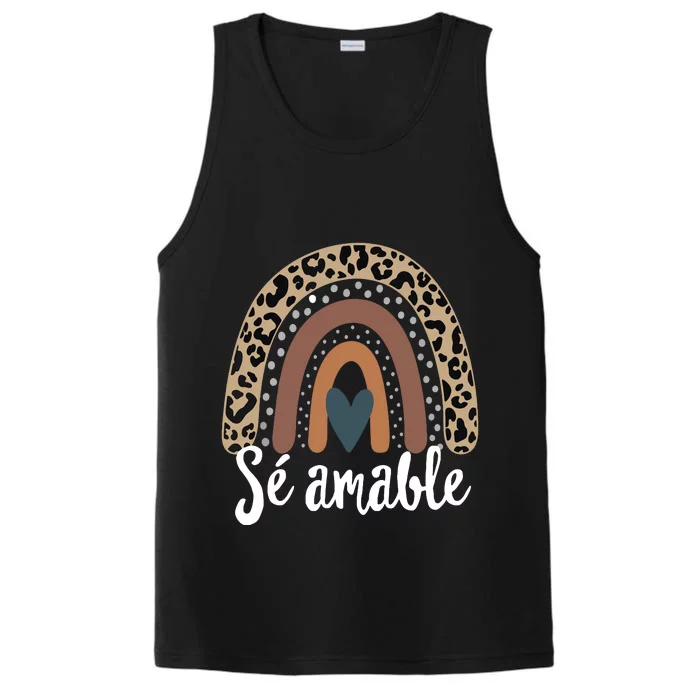 S Amable Spanish Bilingual Teacher Be Kind Boho Rainbow Performance Tank