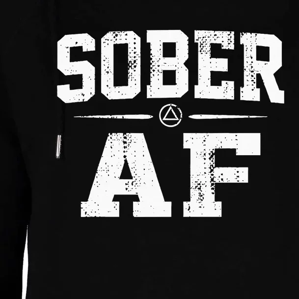 Sober AF Sobriety AA Alcoholics Anonymous Recovery Addiction Womens Funnel Neck Pullover Hood