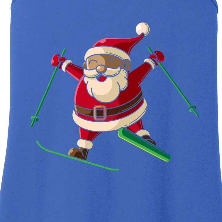 Ski And Snowboard Santa Claus On Ski Funny Gift Ladies Essential Tank