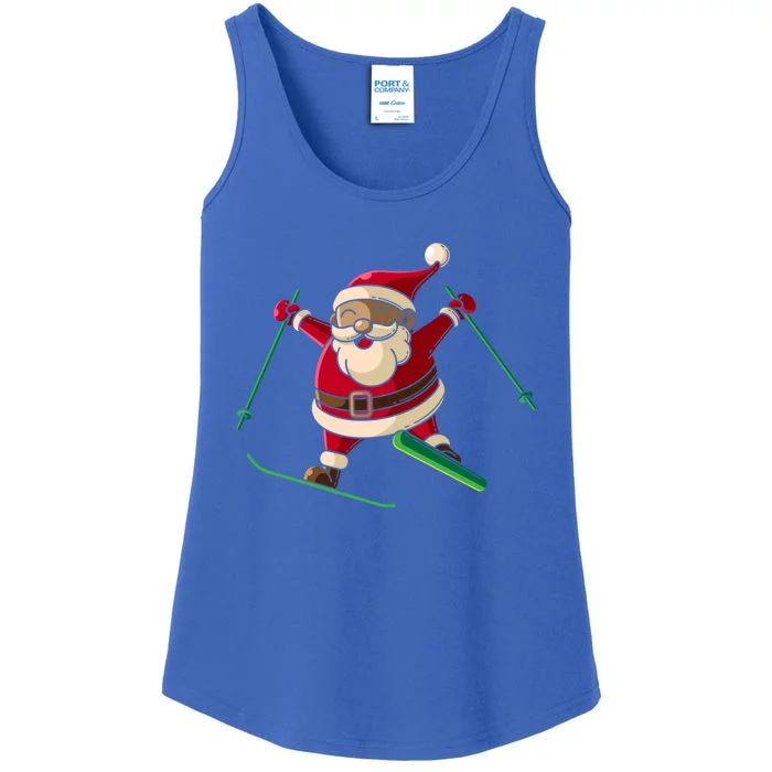 Ski And Snowboard Santa Claus On Ski Funny Gift Ladies Essential Tank