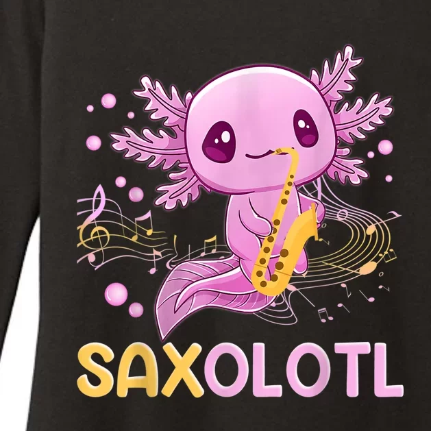 Saxolotl Adorable Saxophone Playing Funny Axolotl Gift Girls Womens CVC Long Sleeve Shirt