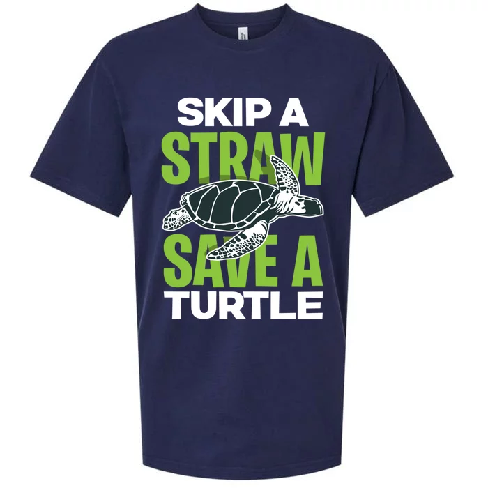 Skip A Straw Save A Turtle Envirotal Activist Funny Gift Sueded Cloud Jersey T-Shirt