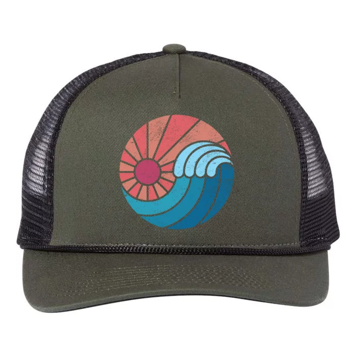 Sun And Sea Retro Vintage Wave Retro Rope Trucker Hat Cap