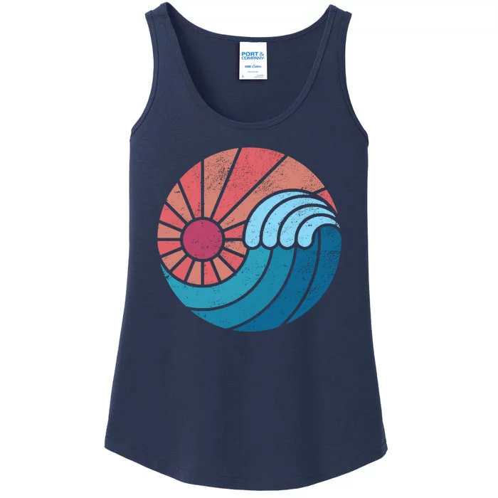 Sun And Sea Retro Vintage Wave Ladies Essential Tank