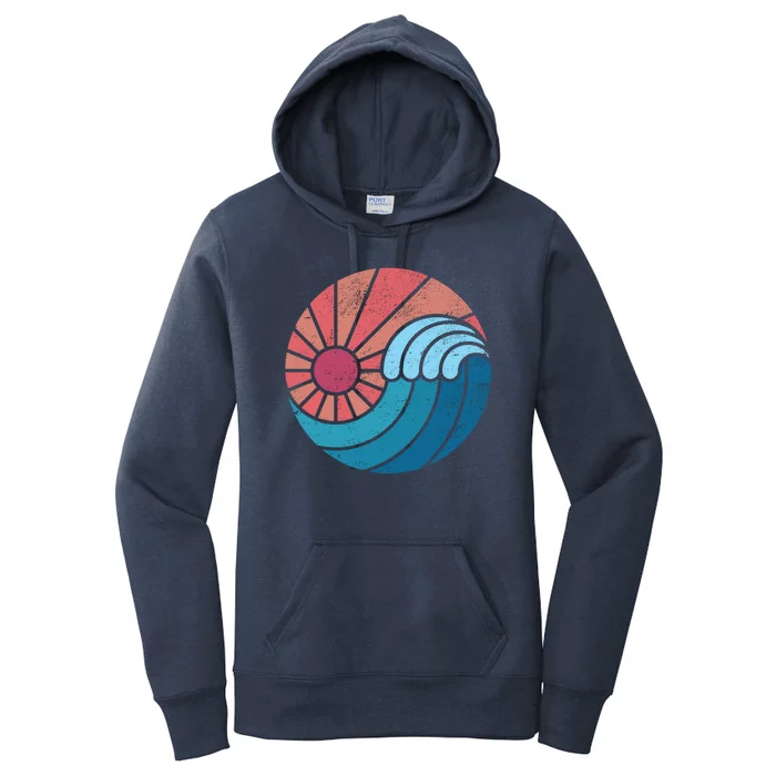 Sun And Sea Retro Vintage Wave Women's Pullover Hoodie