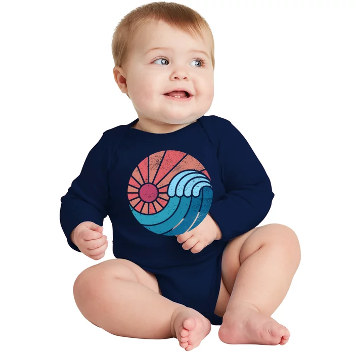 Sun And Sea Retro Vintage Wave Baby Long Sleeve Bodysuit