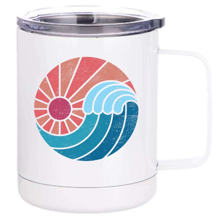 Sun And Sea Retro Vintage Wave Front & Back 12oz Stainless Steel Tumbler Cup