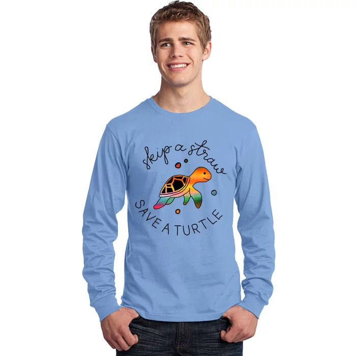 Skip A Straw Save A Turtle Gift Long Sleeve Shirt