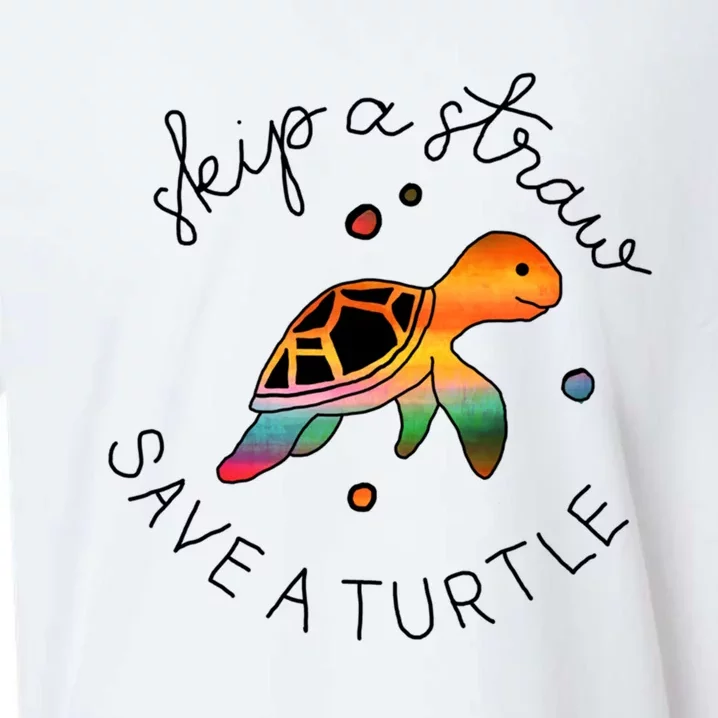 Skip A Straw Save A Turtle Gift Sueded Cloud Jersey T-Shirt