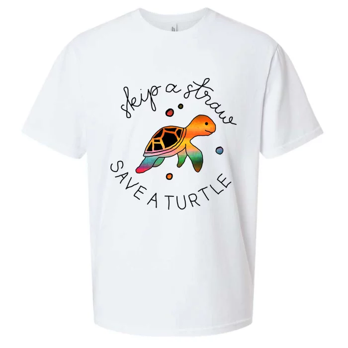 Skip A Straw Save A Turtle Gift Sueded Cloud Jersey T-Shirt