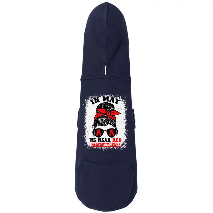 Stroke Awareness Survivor Support Women In May We Wear Red Doggie 3-End Fleece Hoodie