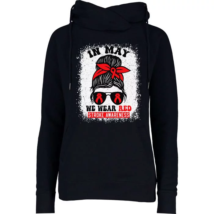 Stroke Awareness Survivor Support Women In May We Wear Red Womens Funnel Neck Pullover Hood