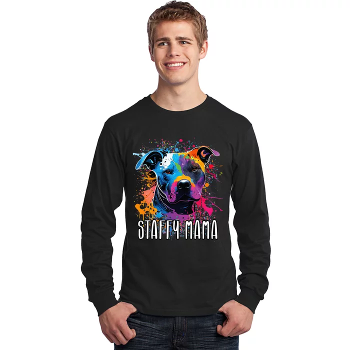 Splash Art Staffordshire Bull Terrier Staffy Mama Long Sleeve Shirt