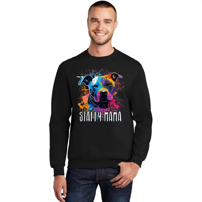 Splash Art Staffordshire Bull Terrier Staffy Mama Tall Sweatshirt