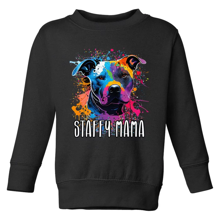 Splash Art Staffordshire Bull Terrier Staffy Mama Toddler Sweatshirt