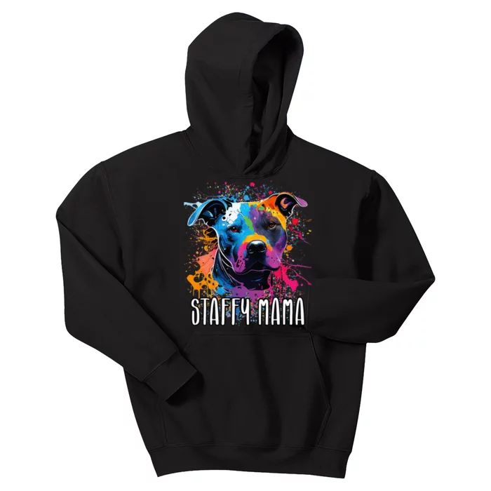 Splash Art Staffordshire Bull Terrier Staffy Mama Kids Hoodie