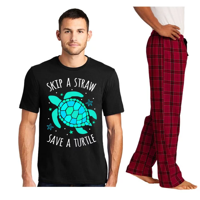 Skip A Straw Save A Turtle Colorful Sea Turtle With Starfish Cute Gift Pajama Set